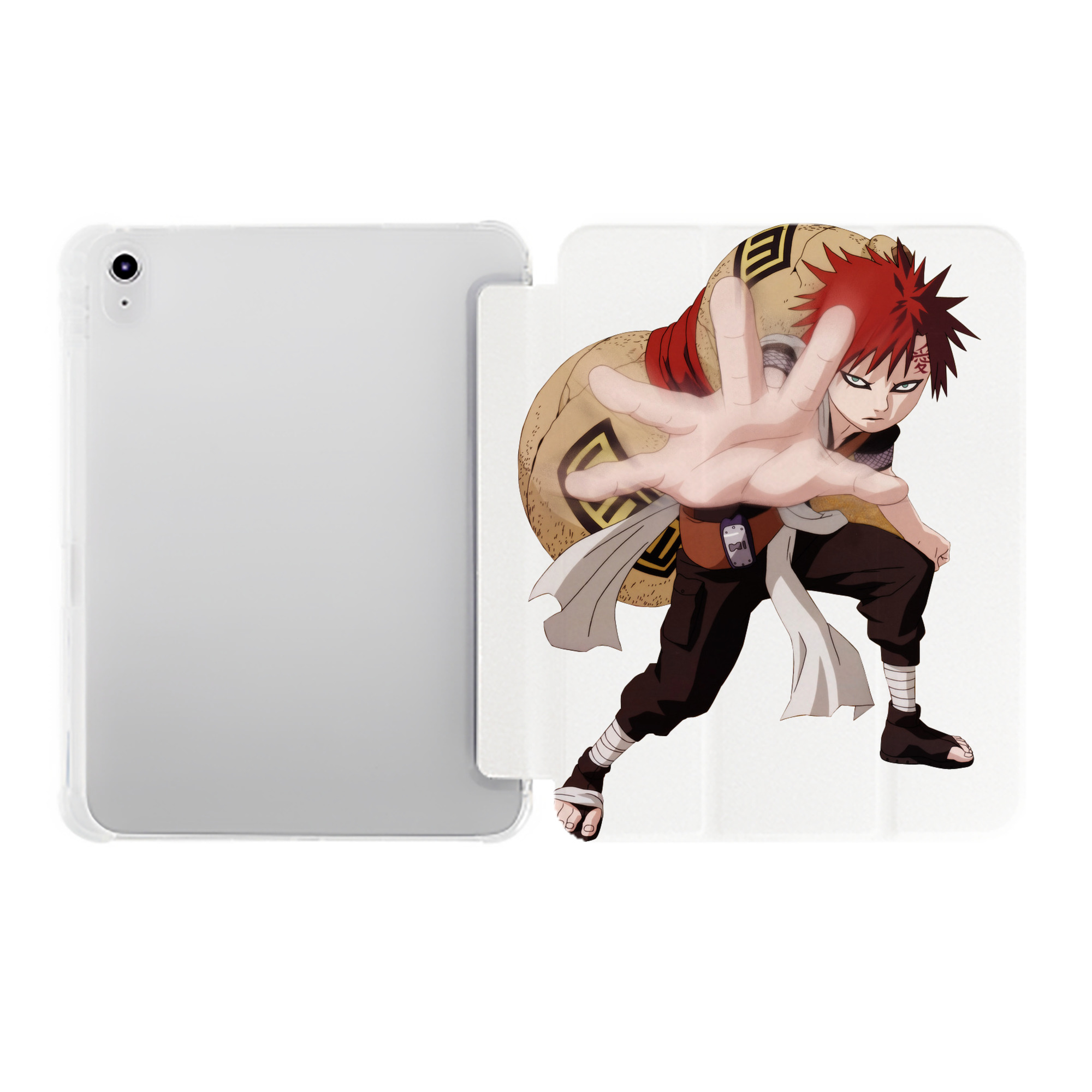 （画像用） NARUTO -ナルト- ガアラ Gaara IPad ケース ペン収納付き 三つ折りスタンド PUレザー×シリコン 対応機種9.5/10.5/10.9インチ